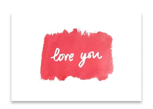 'Love You' Watercolour Design Mini Card