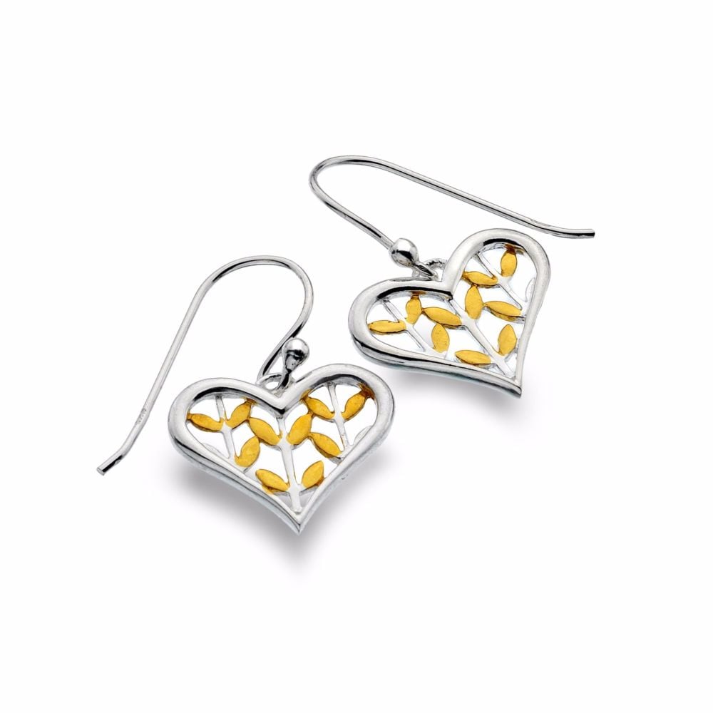 Sterling Silver Gold Plated Leaf Design Earrings