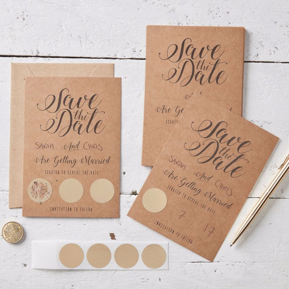 Scratch and Reveal Save the Date Cards - Pack of 10
