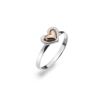 Sterling Silver Ring with Brass Heart Design 