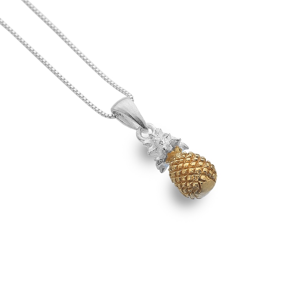 Sterling Silver and Gold Plated Pineapple Necklace