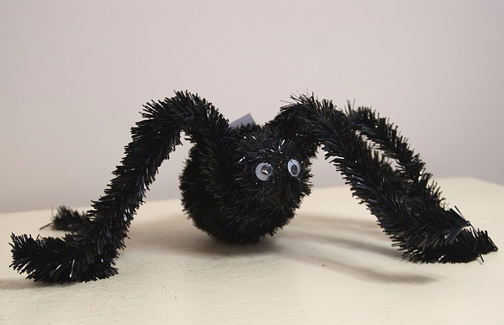 Gisela Graham Black Tinsel Spider Ornament
