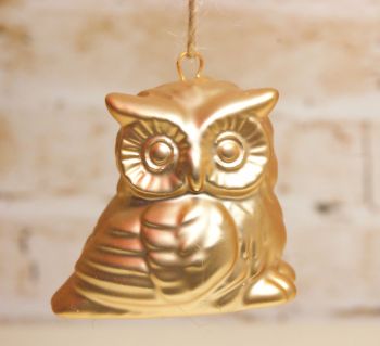 Gisela Graham Small Gold Owl Ornament