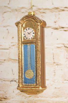 Gisela Graham Painted Glass Grandfather Clock Hanging Decoration