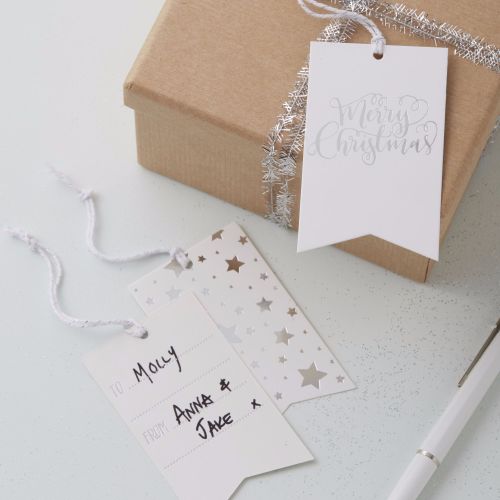 Ginger Ray Silver Foil Merry Christmas Tags - Set of 8