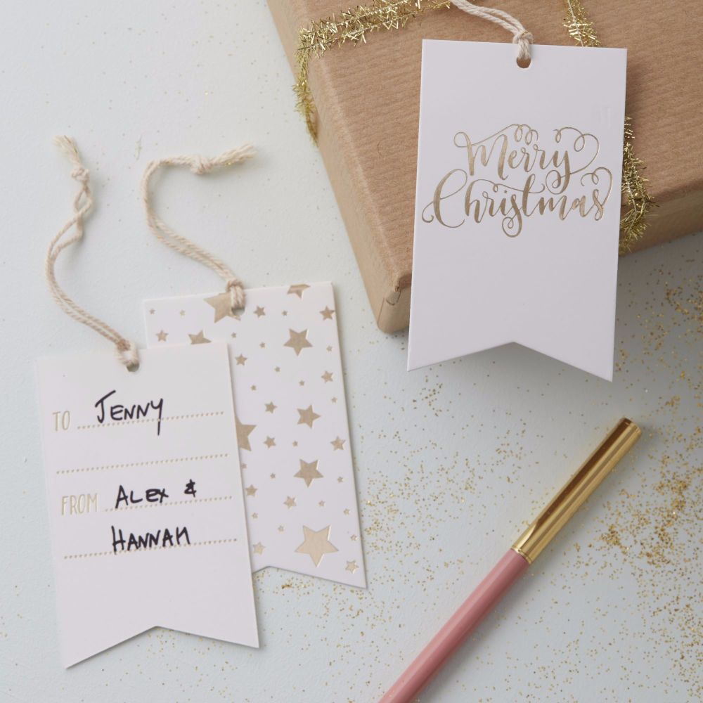 Ginger Ray Gold Foil Merry Christmas Gift Tags - Set of 8
