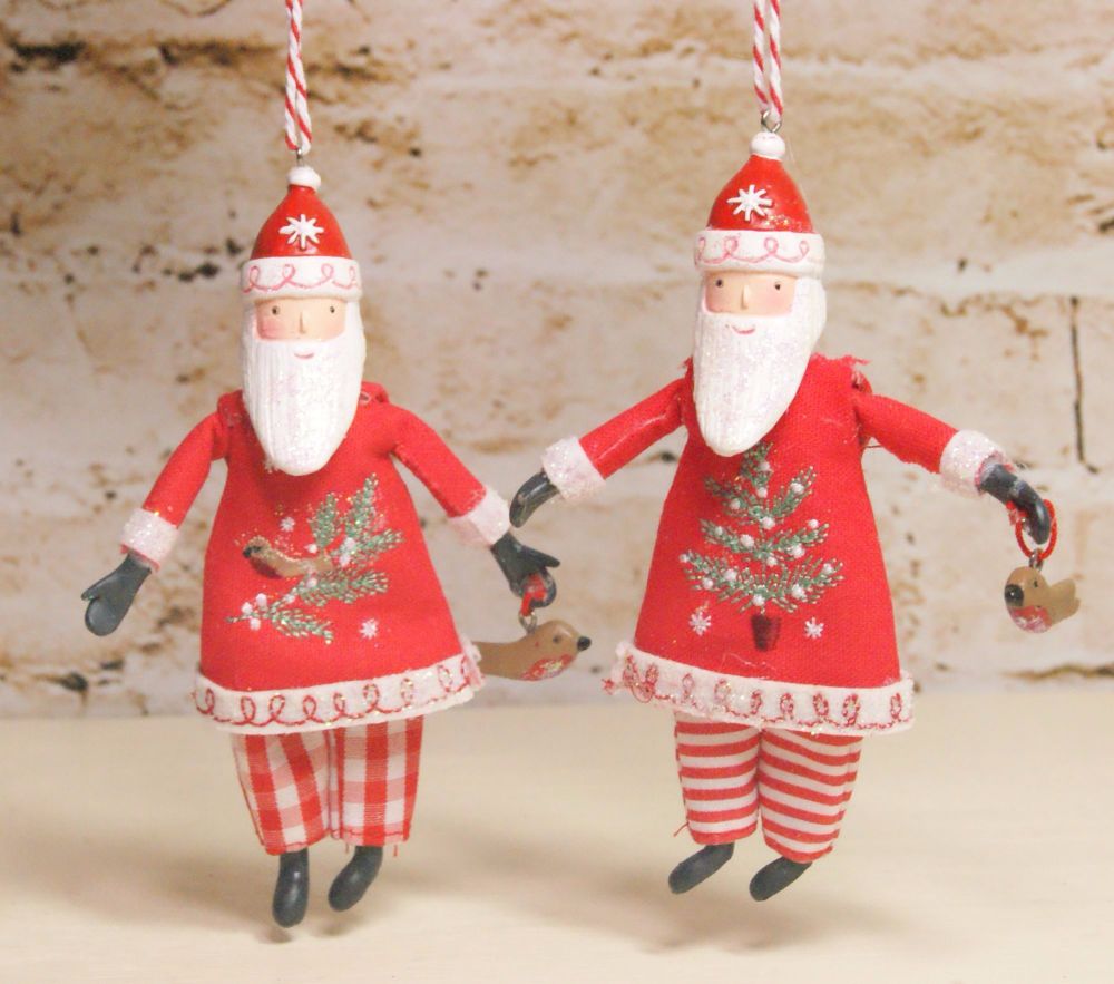 Gisela Graham Gisela Graham Christmas Red & White Felt Cone Santa 23 cm 