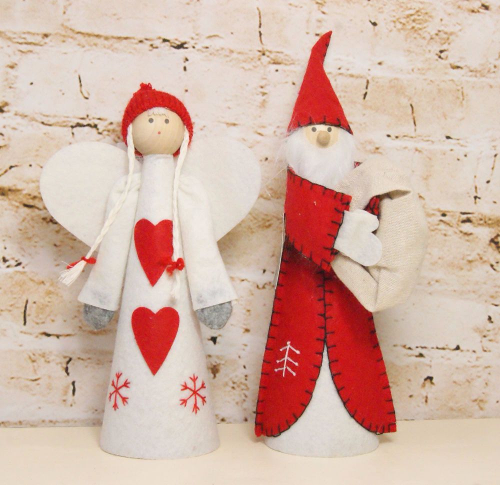 Gisela Graham Nordic Felt Santa Tree Topper 2 Assorted