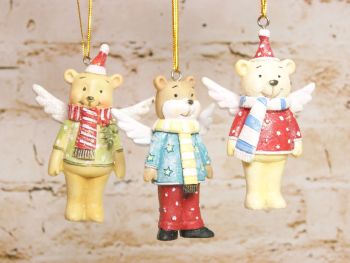Gisela Graham Resin Teddy with Wings Decorations