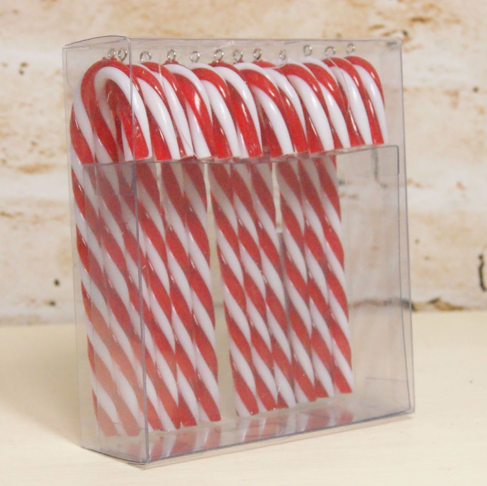 Gisela Graham Acrylic Candy Cane Hanging Decoration - Box of 12
