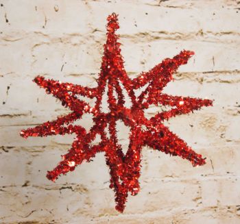 Gisela Graham Small Red or Gold Tinsel Star