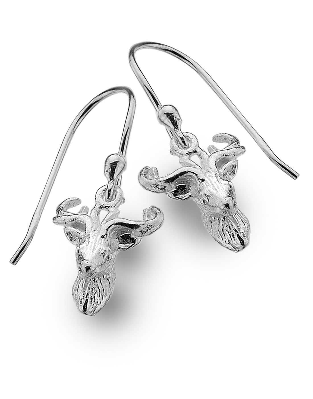 Sterling Silver Stag Head Earrings