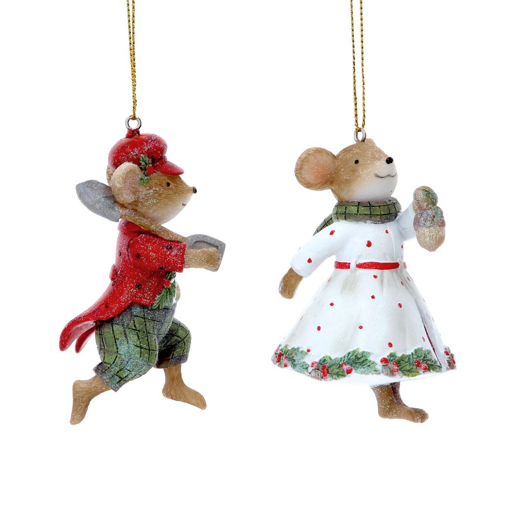 Gisela Graham Mr and Mrs Mouse Decorations