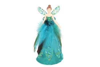 Gisela Graham Peacock Feather Tree Top Fairy