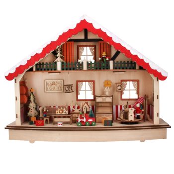 Gisela Graham Scandinavian Wooden LED, Musical Chalet Ornament