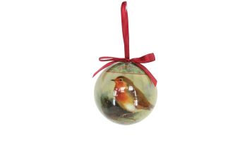 Gisela Graham Traditional Robin Glossed Paper Bauble