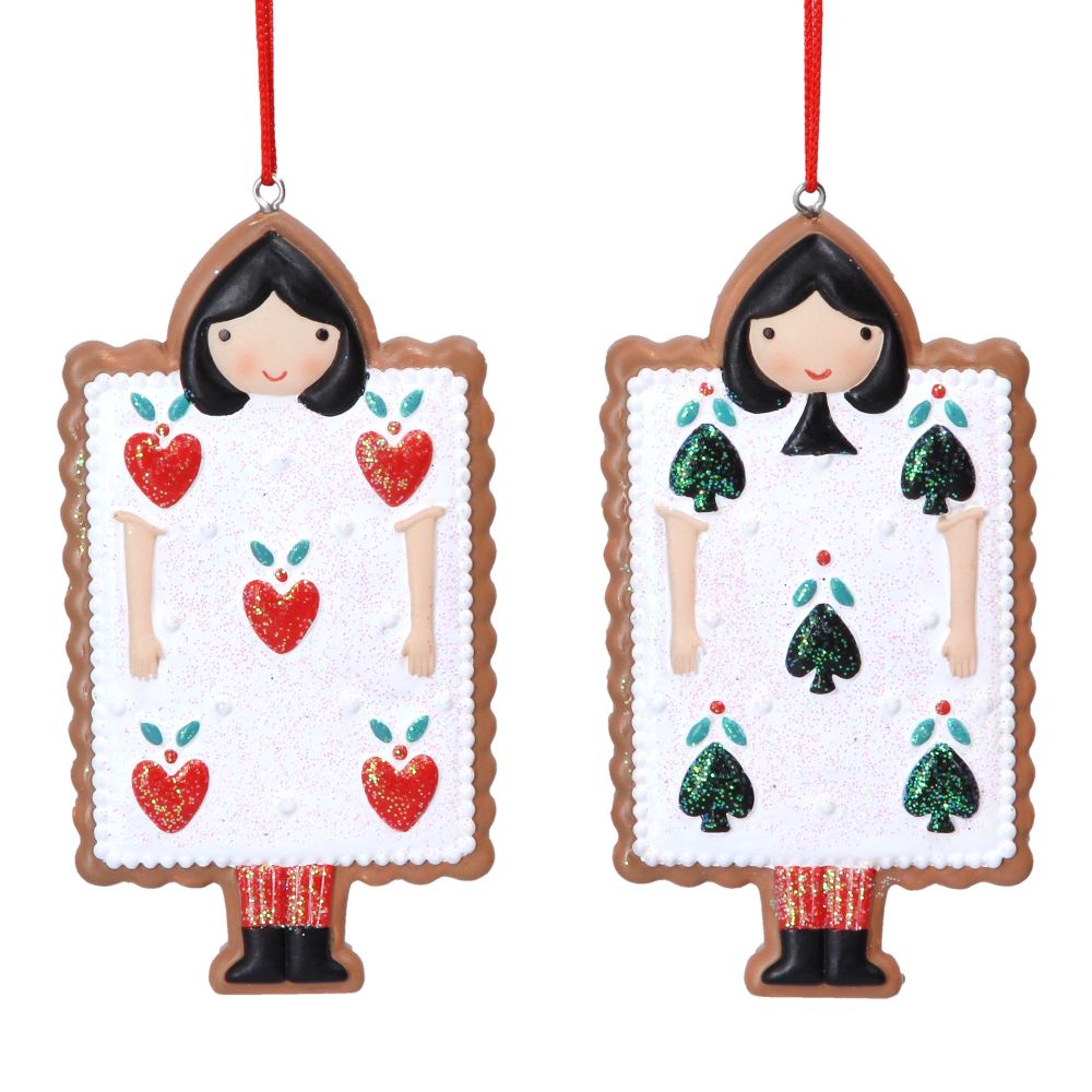 Gisela Graham Gingerbread Playing Cards Decoration - 2 Assorted