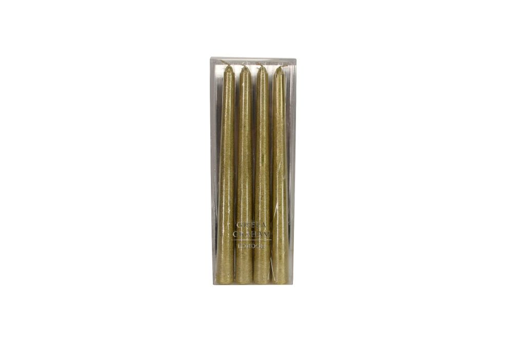 Gisela Graham Gold Dipped Wax Taper Candle - Box of 4