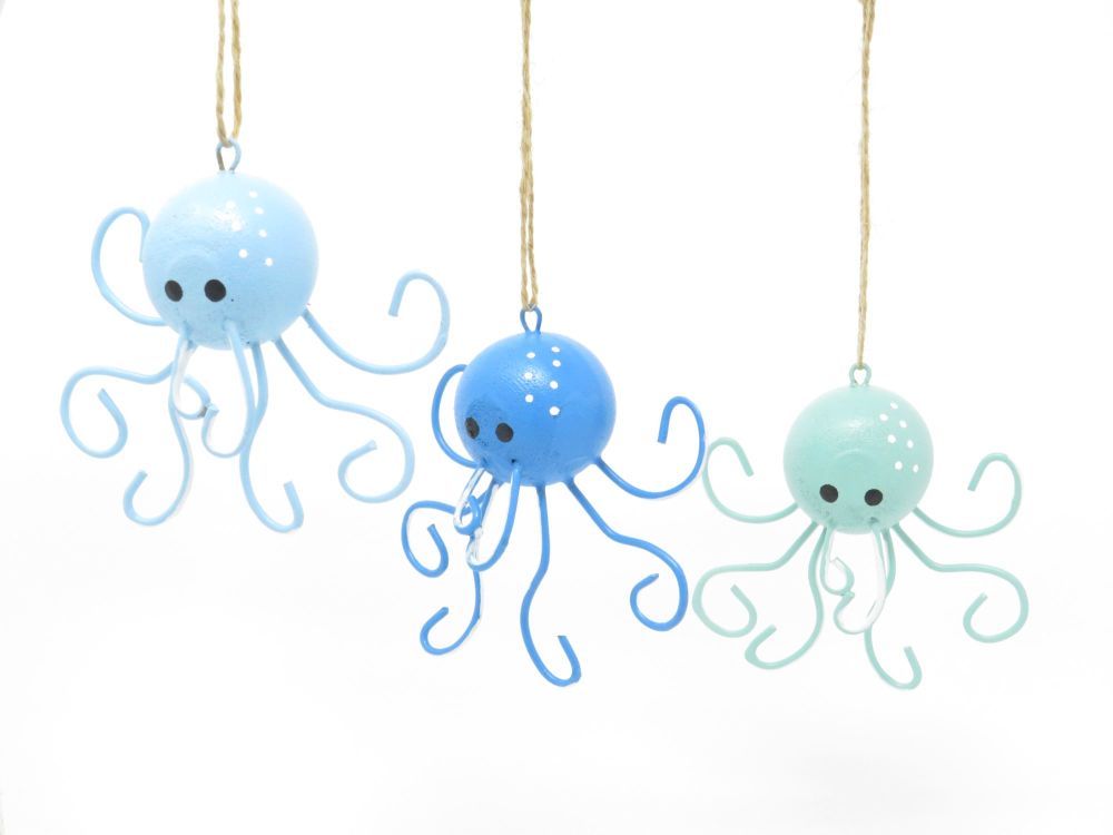 Set of 3 Hanging Octopus Decoration - Assorted Colours