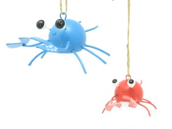 Pair of Metal Crab Hangers - 2 assorted colours