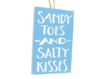'Sandy Toes and Salty Kisses' Wooden Hanging Signs