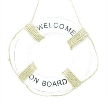 Whitewashed Wooden 'Welcome Home' Life Buoy Sign