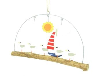 Seagulls under the Sun Metal and Wooden Hanger