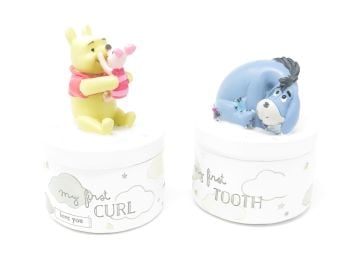 Winnie The Pooh Set of 2 Tooth and Curls Keepsake Pots