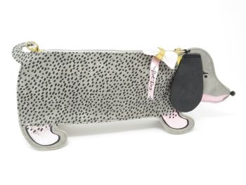 Dachshund Leather and Fabric Bag with Detachable Strap