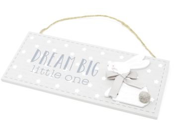 'Dream Big Little One' Hanging Bunny Plaque
