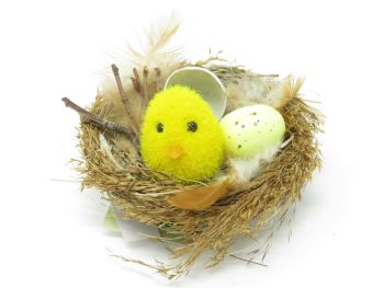 Fuzzy Chick in Nest Decoration