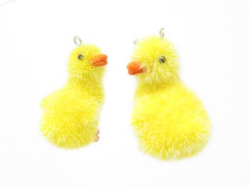 Flocked Chick Hanging Decorations - Set of 2