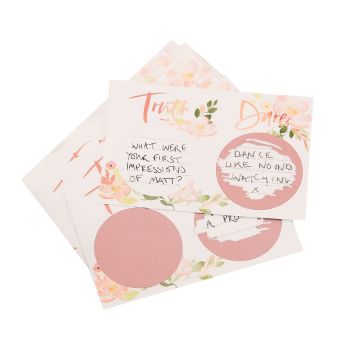 Ginger Ray Truth or Dare Scratch and Reveal Game - Botanical and Rose Gold