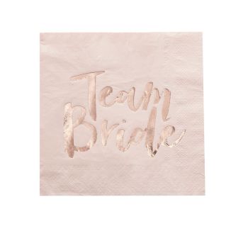 Ginger Ray 'Team Bride' Pink  and Rose Gold Paper Napkin - Pack of 20