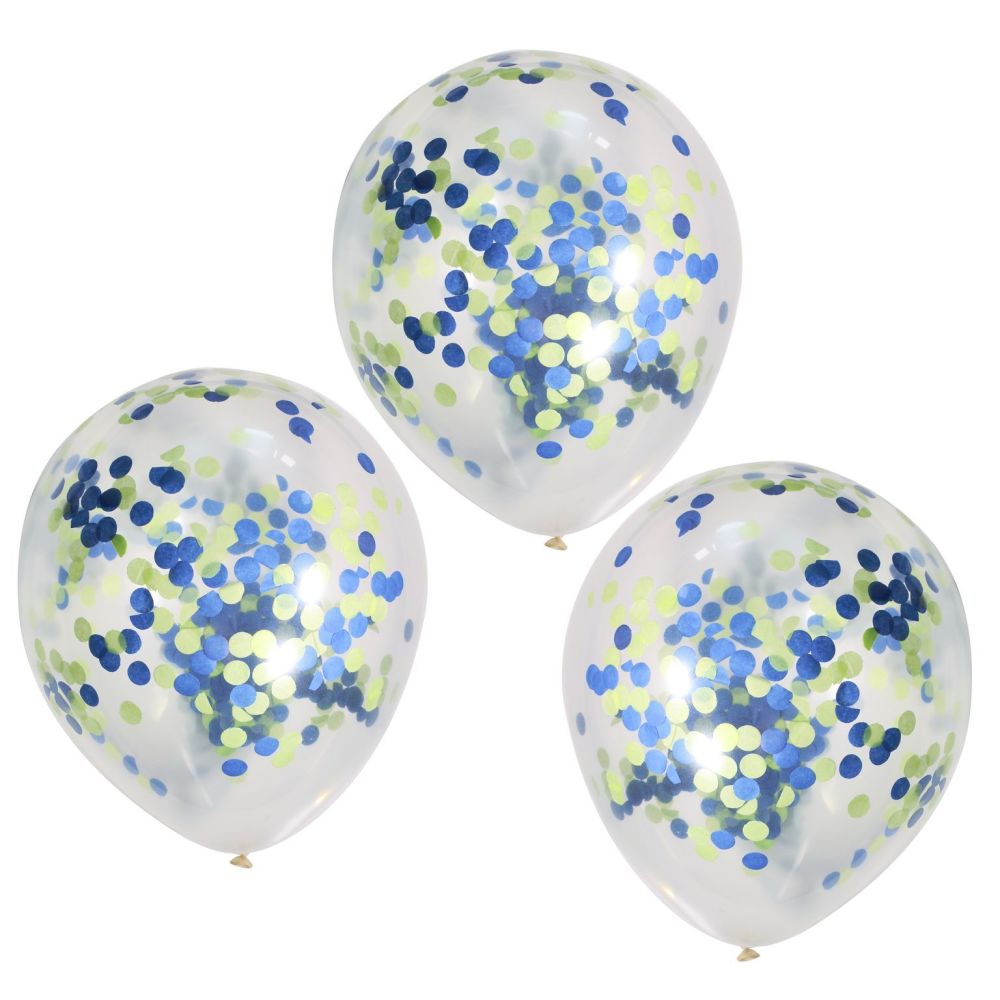 Ginger Ray Roarsome Blue and Green Confetti Balloons