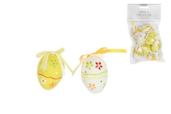 Gisela Graham Yellow and White Paper Mini Egg Decorations - Pack of 12