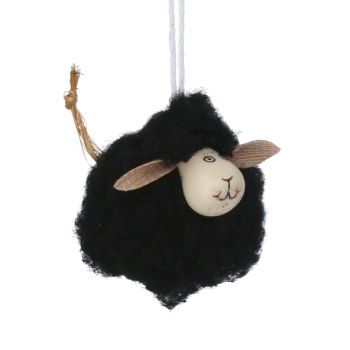 Gisela Graham Mini Black Fluffy Sheep Decoration
