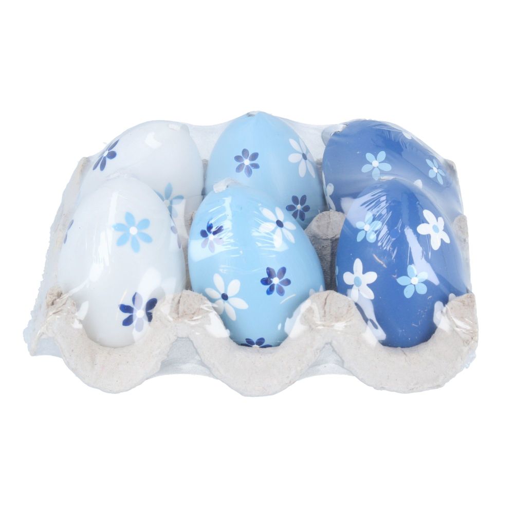 Gisela Graham Blue Daisy Plastic Hanging Eggs - Box of 6