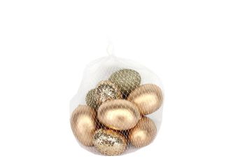 Gisela Graham Matte and Glitter Gold Egg Decorations - Net of 10