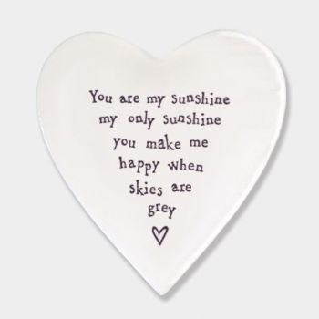East of India Porcelain 'You are my Sunshine..' Heart Coaster