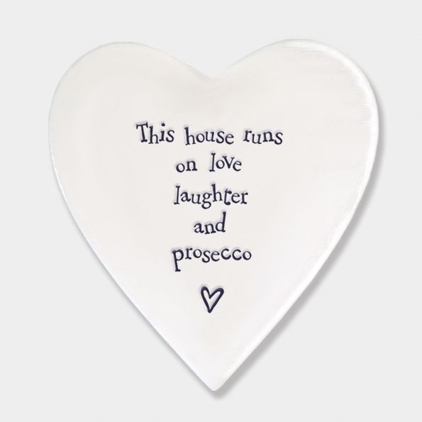 East of India Porcelain 'This House runs..' Heart Coaster