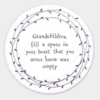 East of India Porcelain 'Grandchildren Fill a Space..' Round Coaster