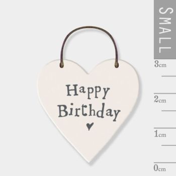 East of India Mini Wooden Heart Tag - Happy Birthday