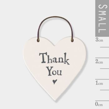 East of India Mini Wooden Heart Tag - Thank You