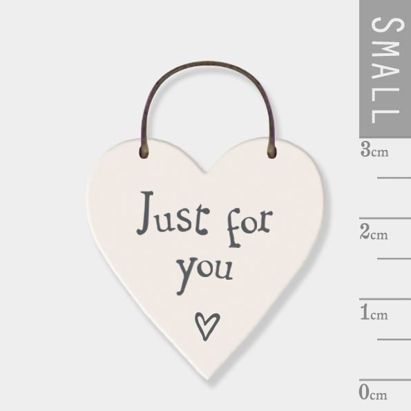 East of India Mini Wooden Heart Tag - Just For You