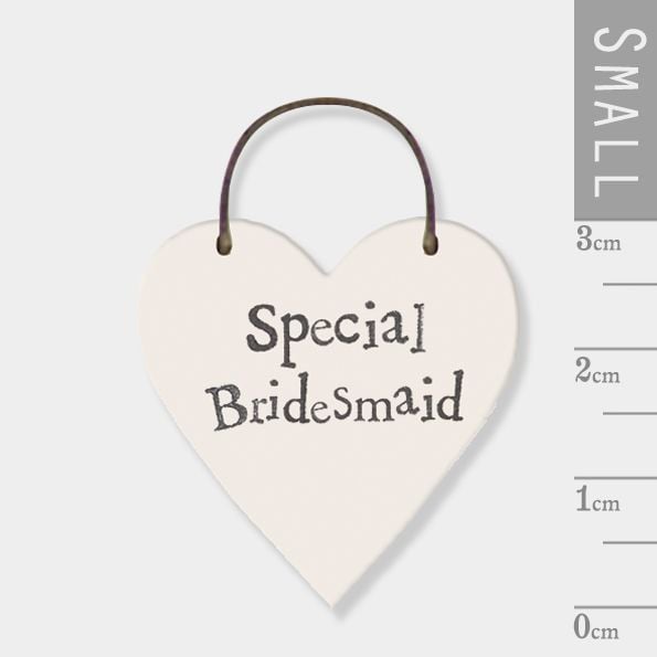 East of India Mini Wooden Heart Tag - Special Bridesmaid