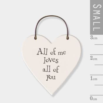 East of India Mini Wooden Heart Tag - All of Me, Loves all of You