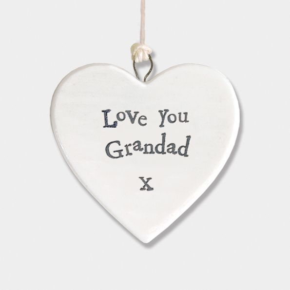 East of India Small Porcelain Heart Hanger - Love You Grandad