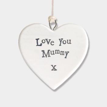 East of India Small Porcelain Heart Hanger - Love You Mummy