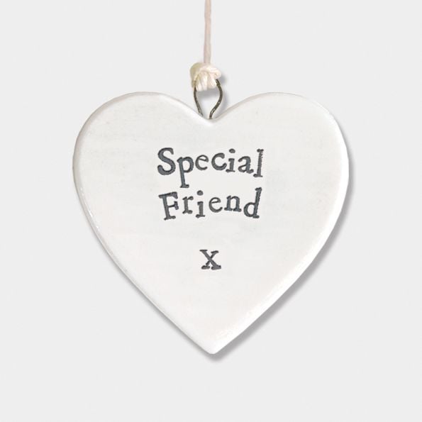 East of India Small Porcelain Heart Hanger - Special Friend